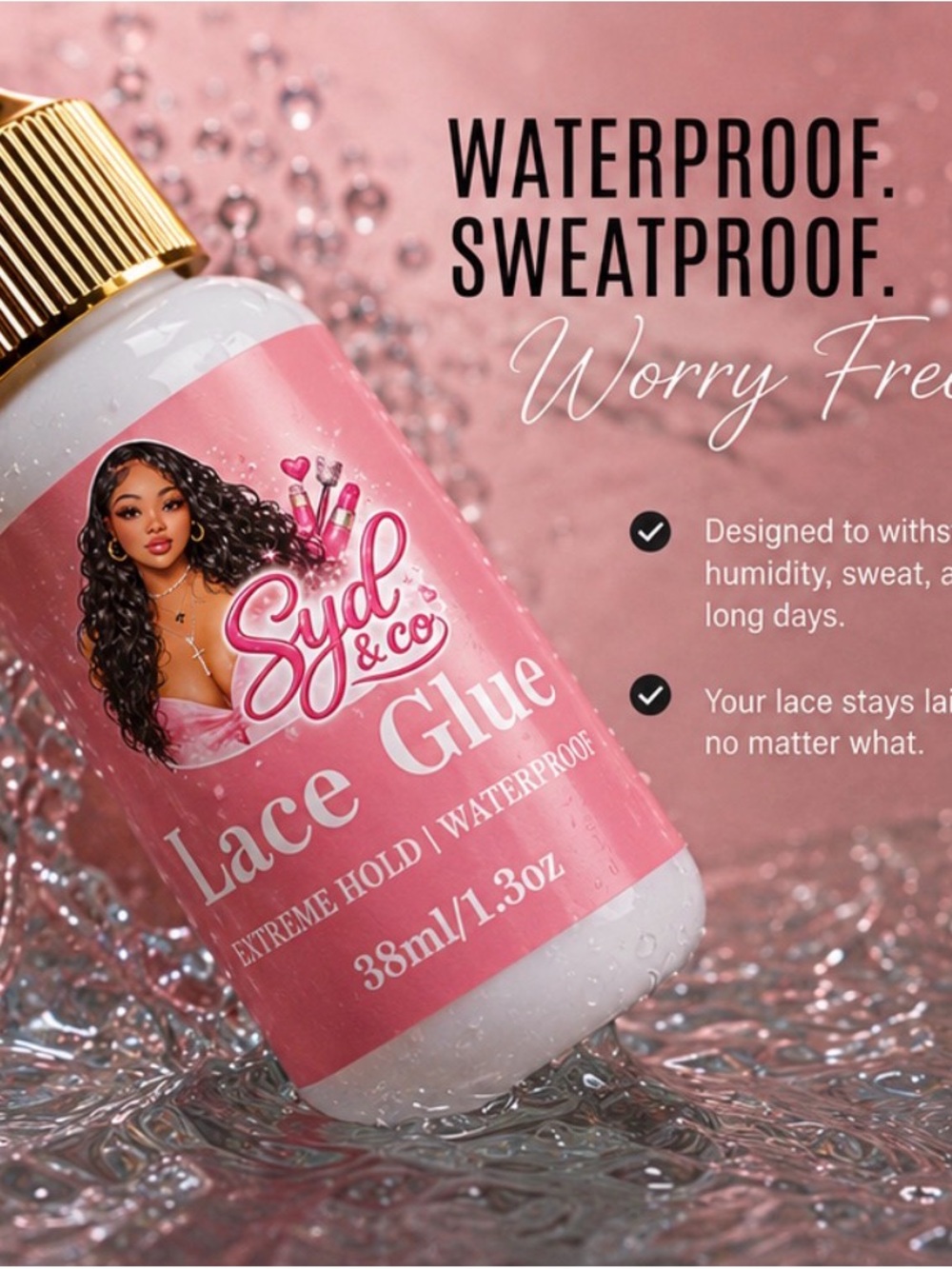 Pink Lace Glue – Waterproof, Extreme Hold